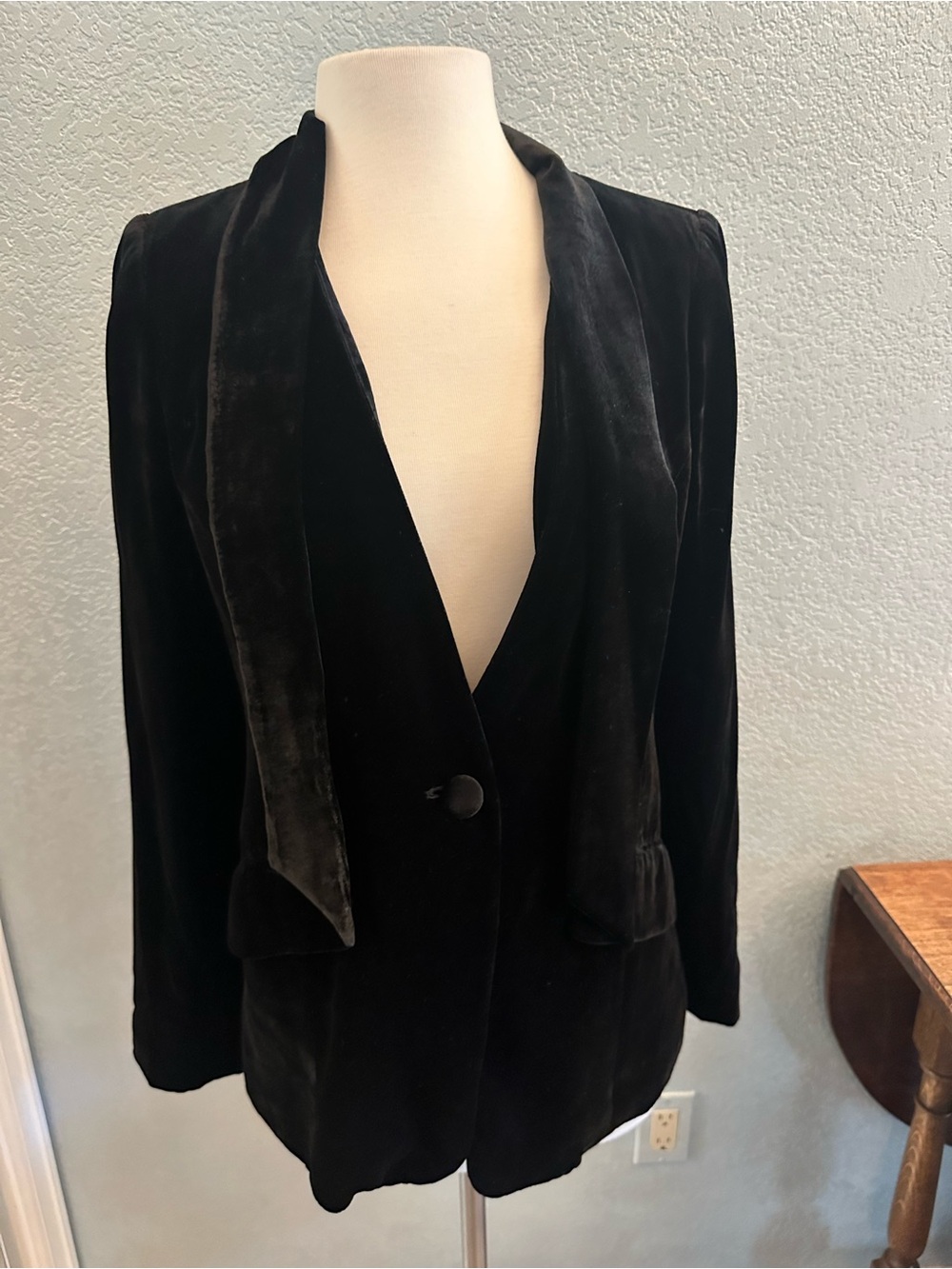 Frame Black Velvet Single-Button Women's Blazer Jacket